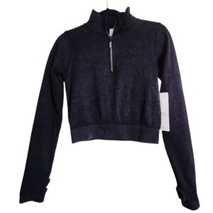 Active USA Dark Blue Ribbed Quarter-Zip Hoodie